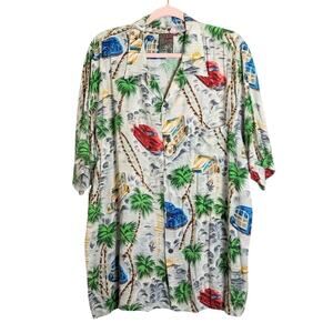 Vintage 50's Car Novelty Button Down Shirt Men's XL
